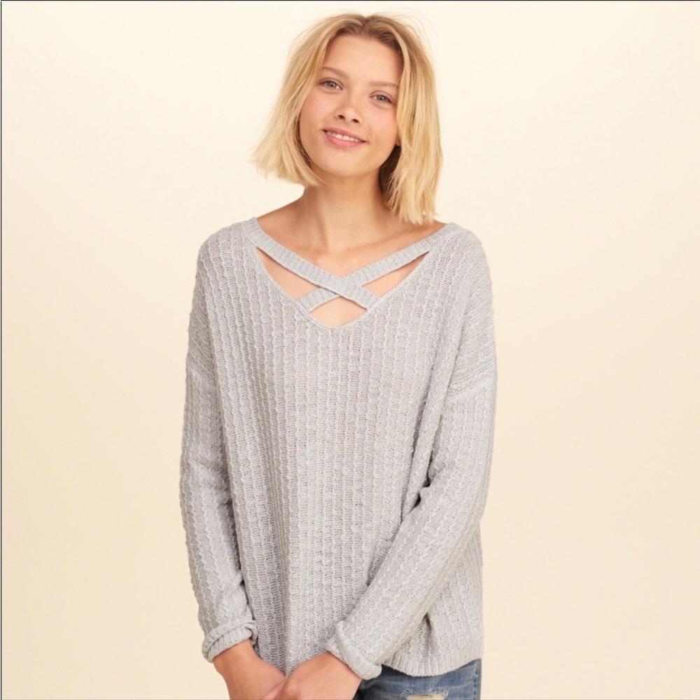 Hollister Reversible Knit Cross Strap Lightweight Crew Neck V Neck Sweater NWT